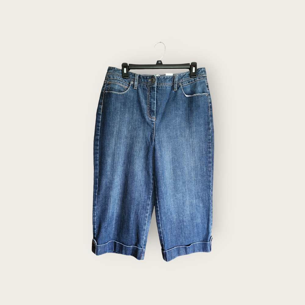 Talbots Trouser Stretch Cropped High-Rise Womens Denim Capris Size 10